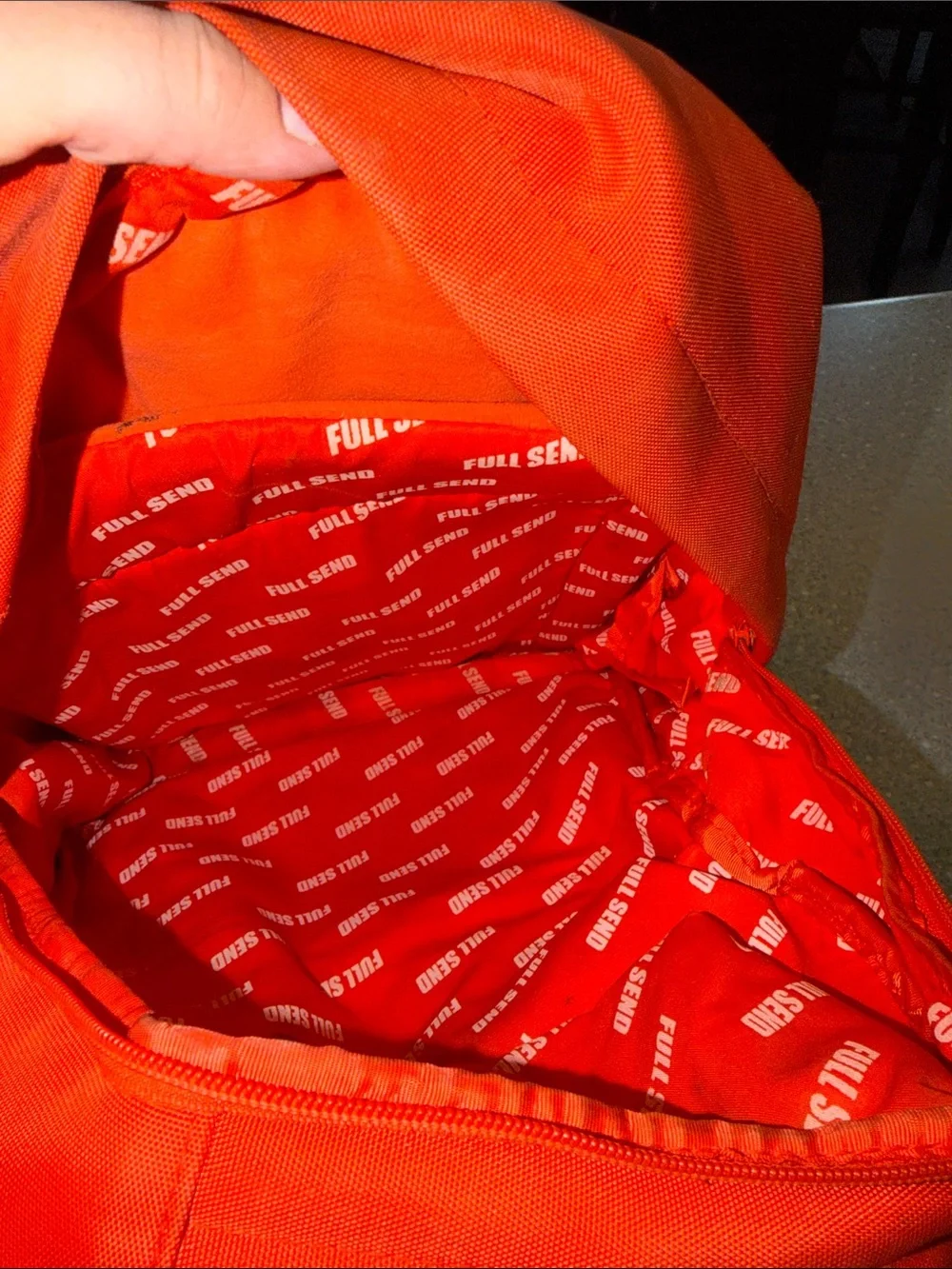 FULL SEND Men's Vibrant Orange Backpack